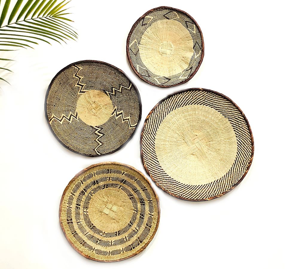 Handwoven Tonga Basket Wall Art - Set of 4