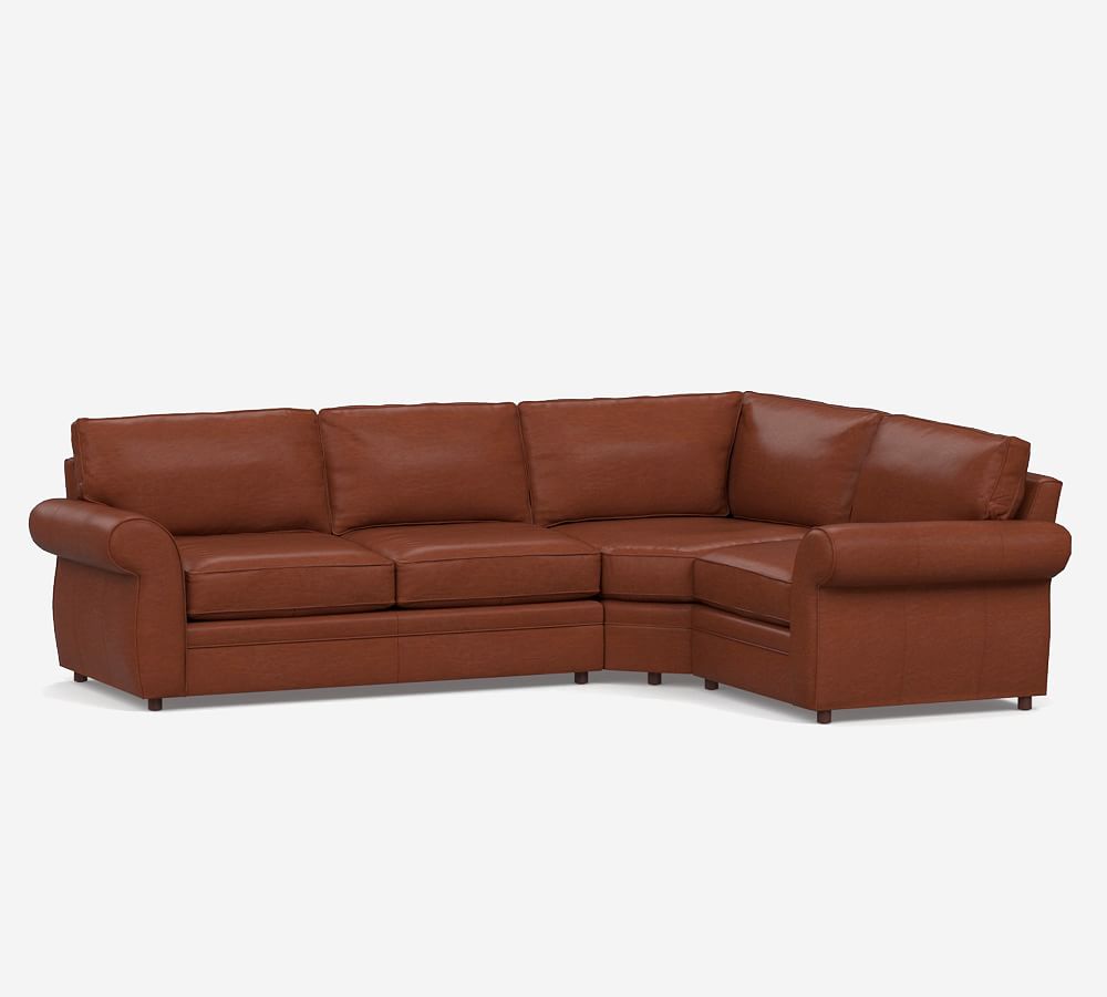 Pearce Roll Arm Leather 3-Piece Wedge Sectional