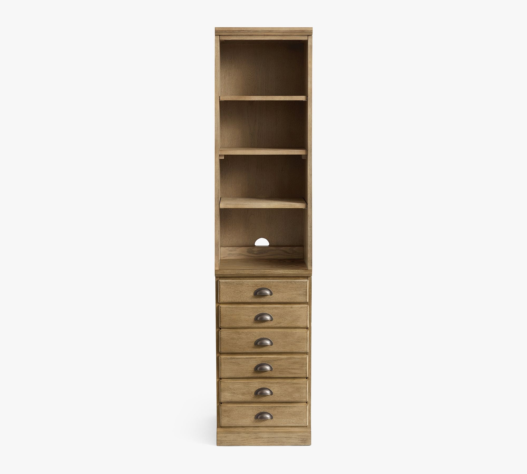Printer's Narrow Bookcase with File Cabinet (16")