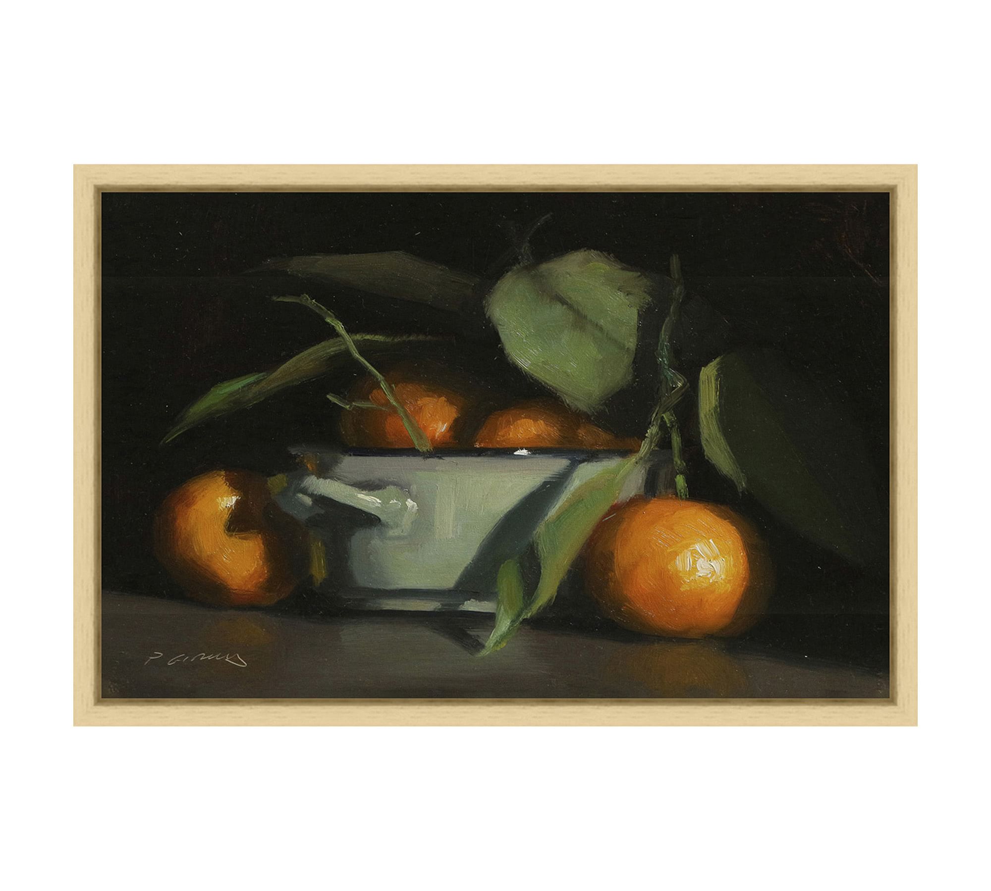 Oranges & Bowl Still Life Framed Canvas