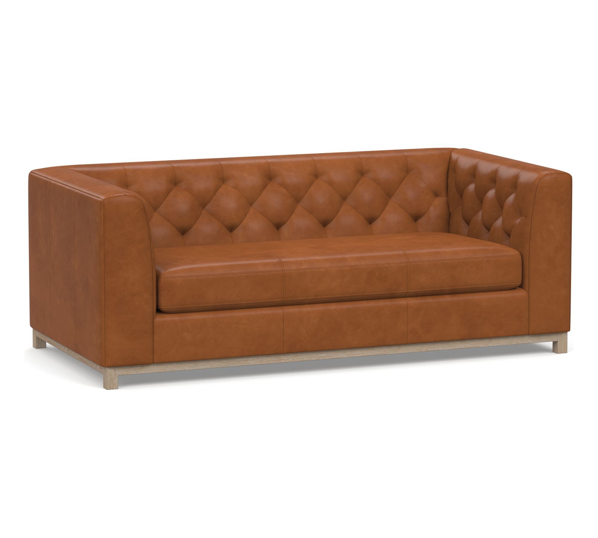 Henley Tufted Leather Sofa (74"–98")