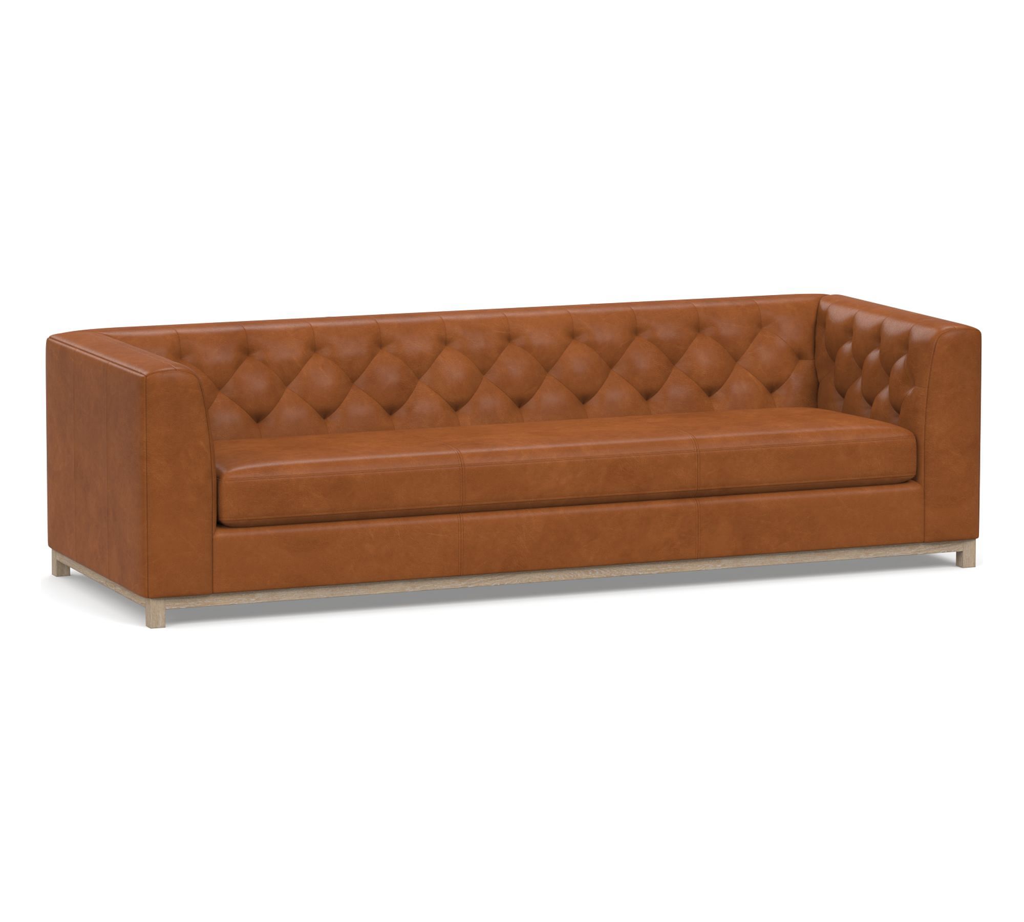 Henley Tufted Leather Sofa (74"–98")