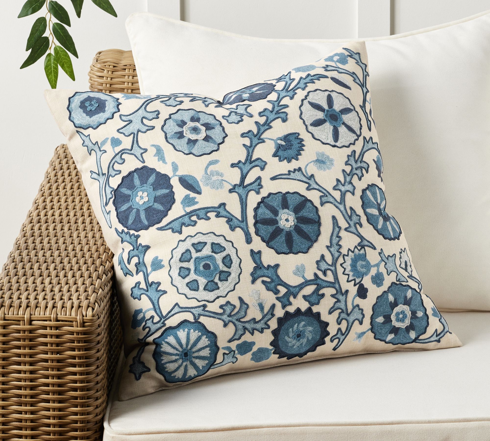 Penelope Embroidered Outdoor Pillow