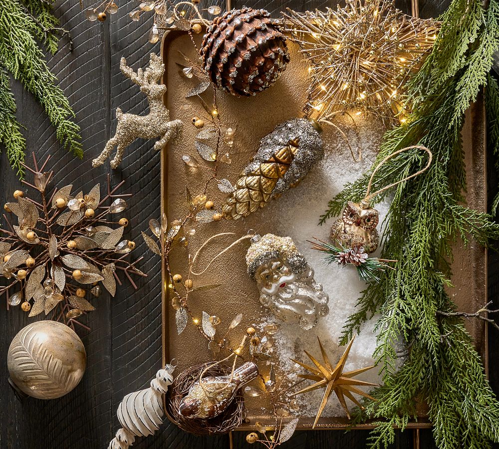 Silver Glitter Pinecone Ornament