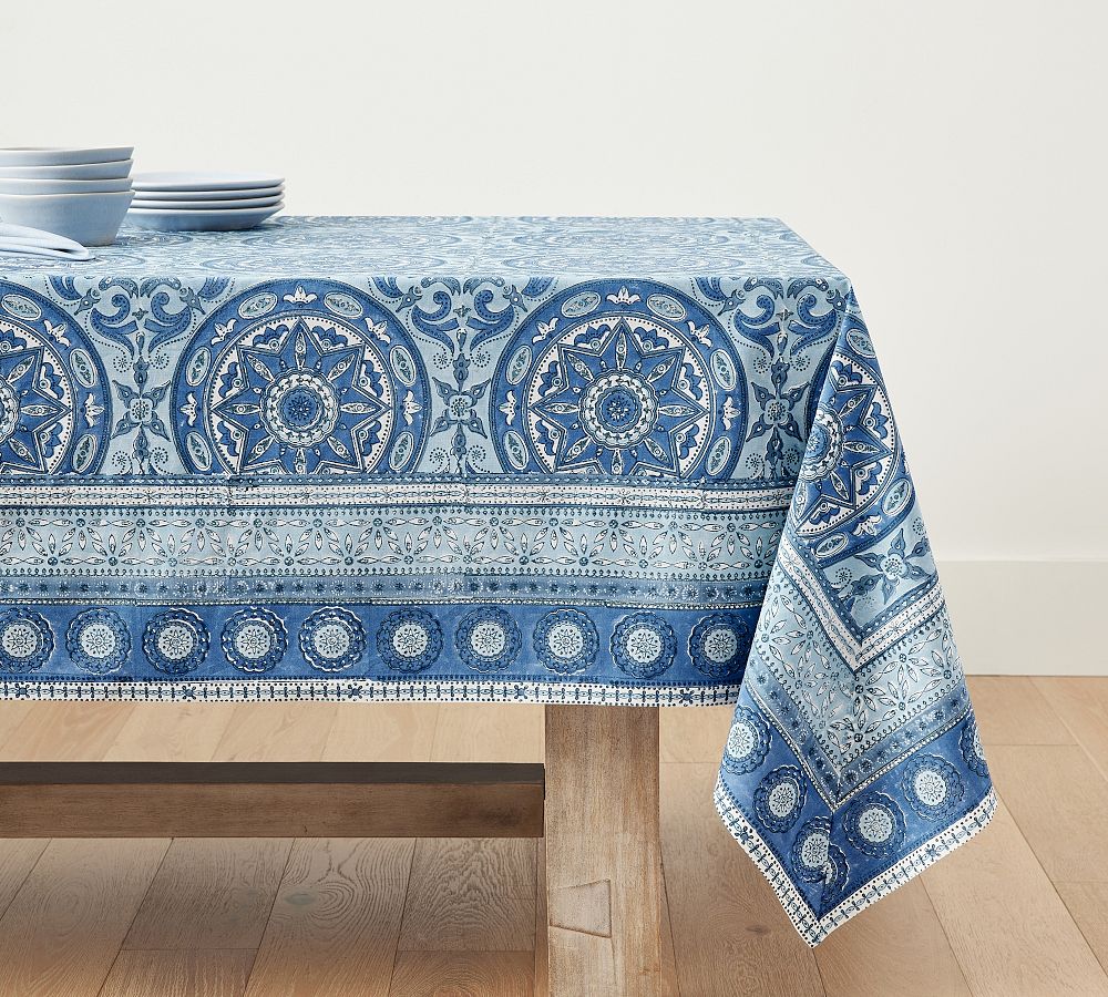 Nila Medallion Block Print Tablecloth