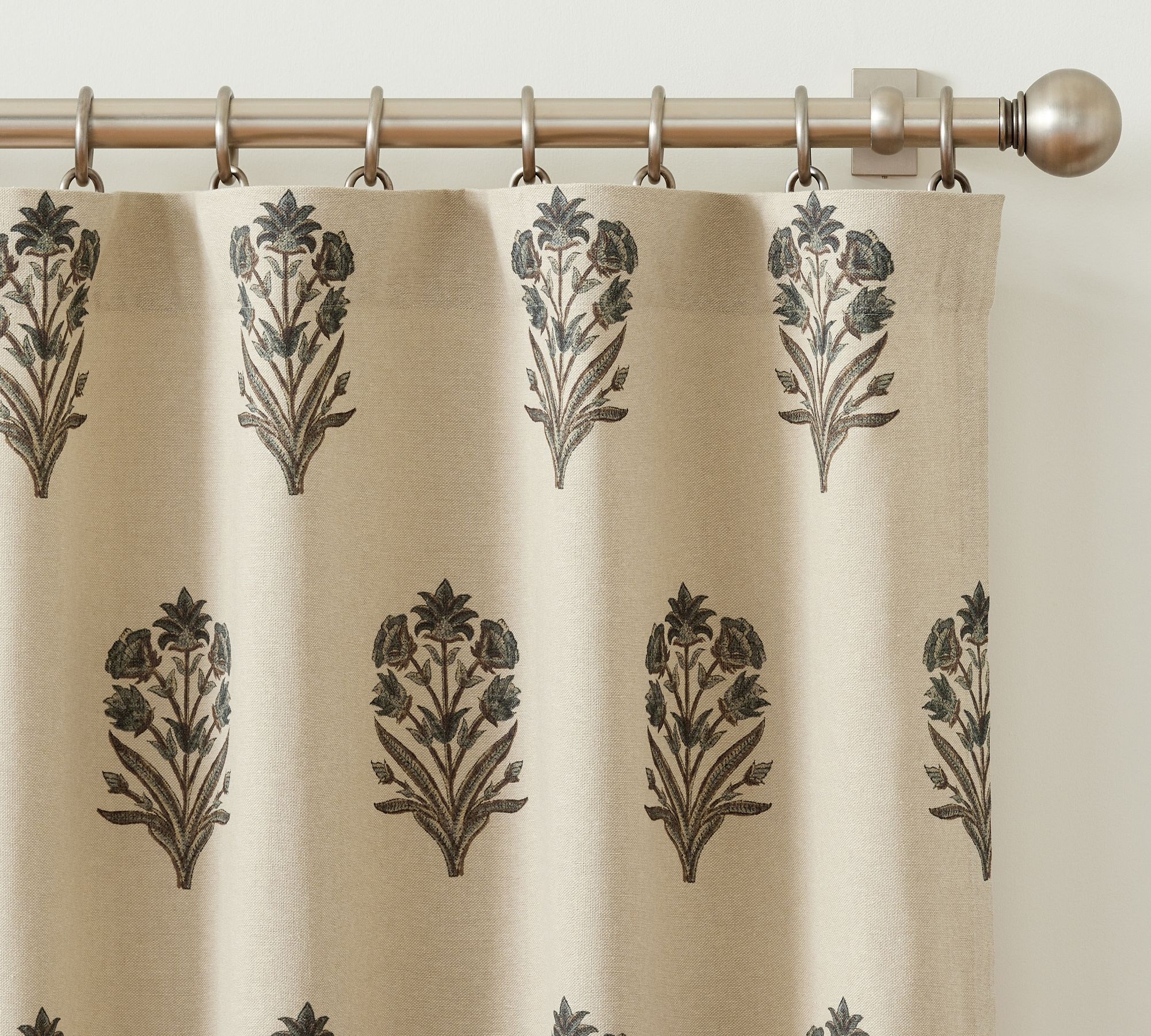 Elinor Floral Mughal Linen Cotton Blackout Curtain