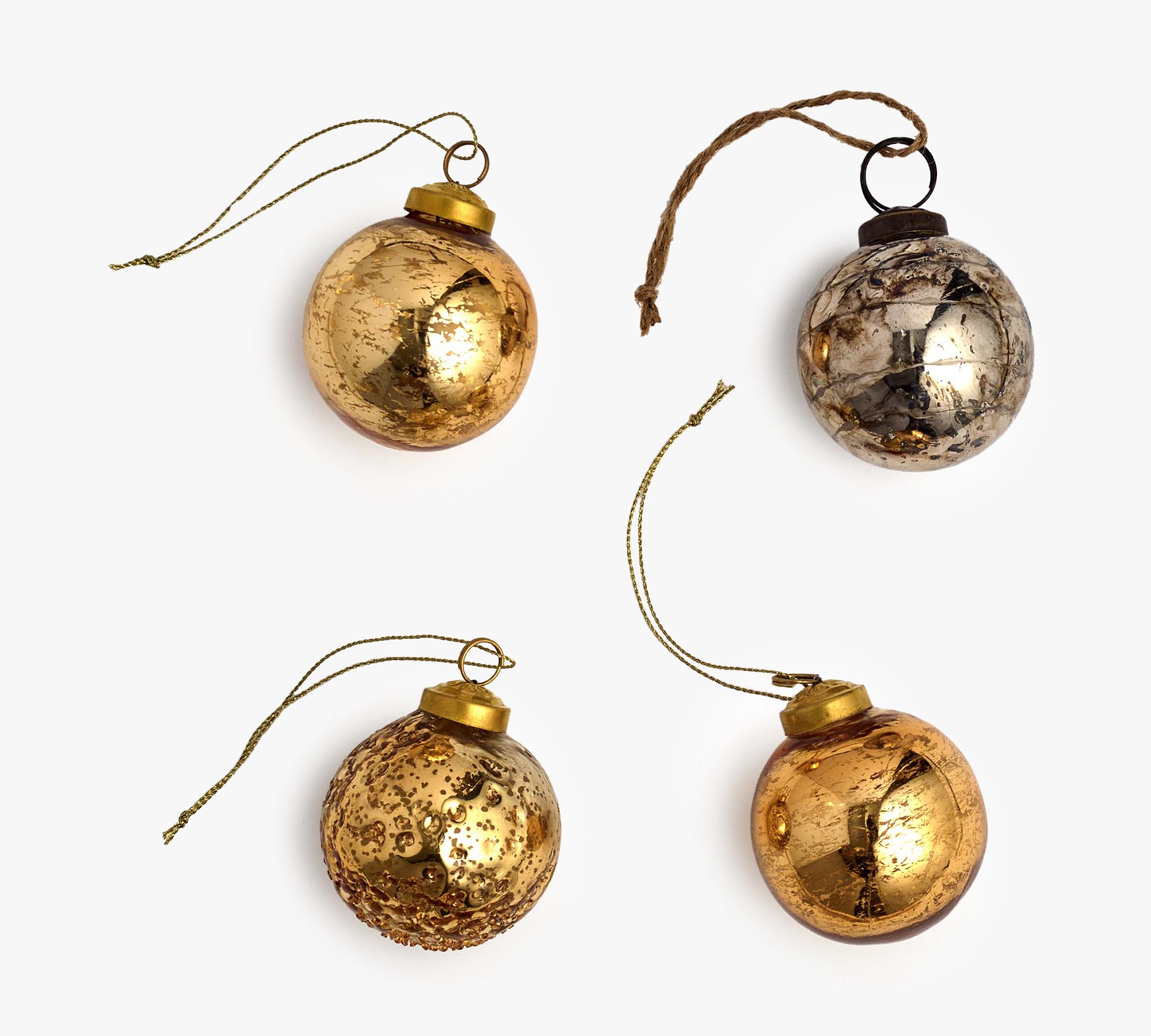 Mouth Blown Round Ornaments - Set of 4