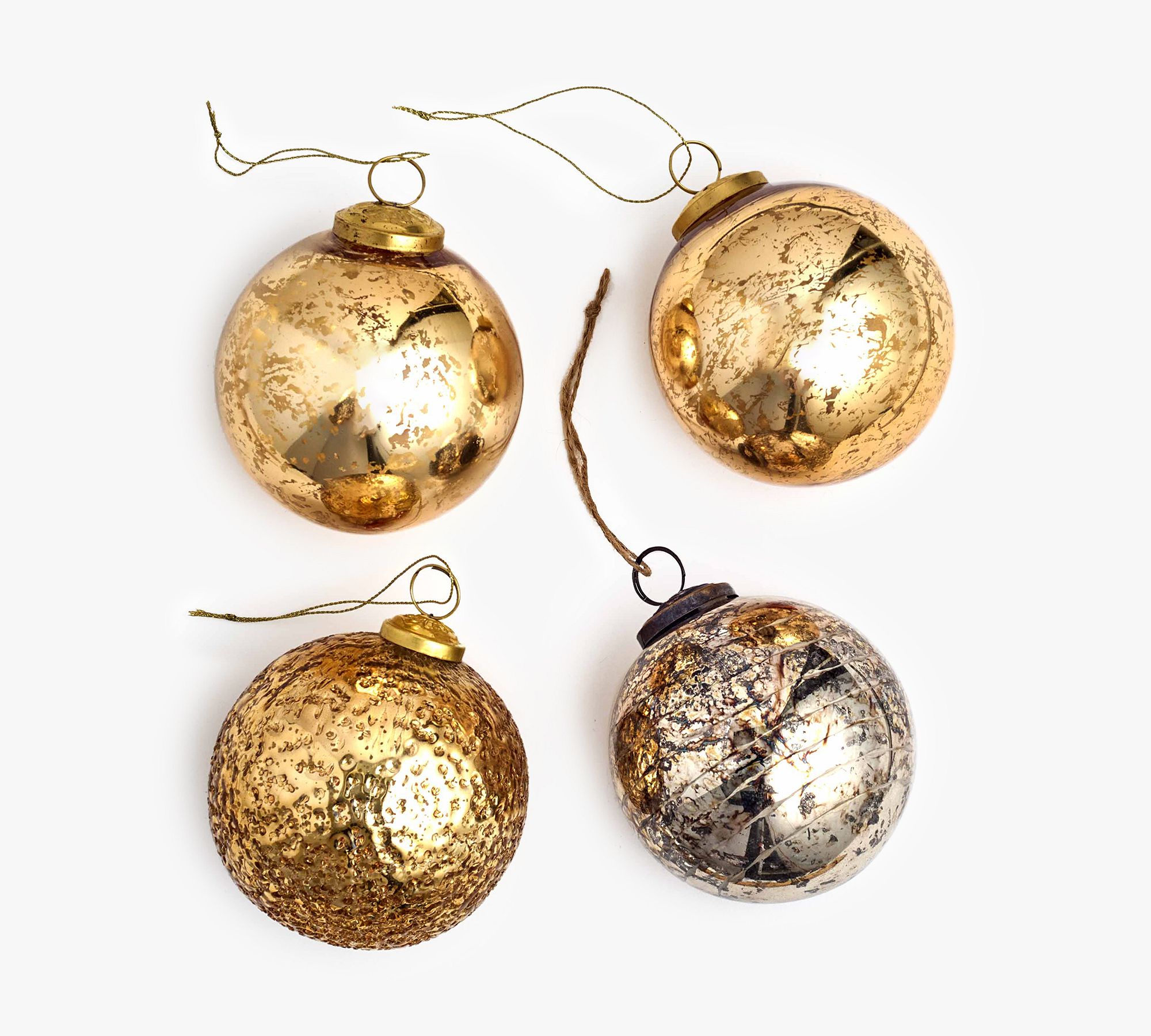 Mouth Blown Round Ornaments - Set of 4