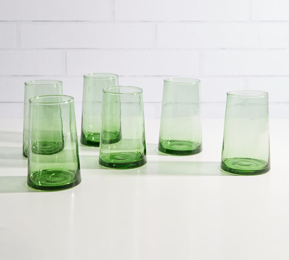 Moroccan Handcrafted Recycled Drinking Glasses - Set of 6