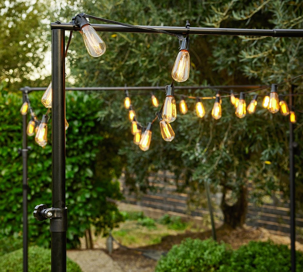 Holiday Styling String Light Poles for Outdoor String Lights - Metal Light  Pole w/Hooks for Outdoor String Lighting - Patio Light Accessories Ideal