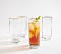Etched Gold Rim Highball Glasses - Set of 4