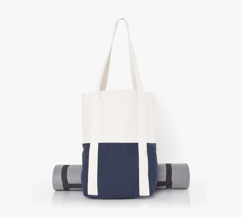 Yoga Tote Bag, Cotton Linen Yoga Shoulder Bag with Yoga Mat Carrier Pocket,  Gym Bag for Office, Workout, Pilates, Travel, Beach and Gym(Gray)