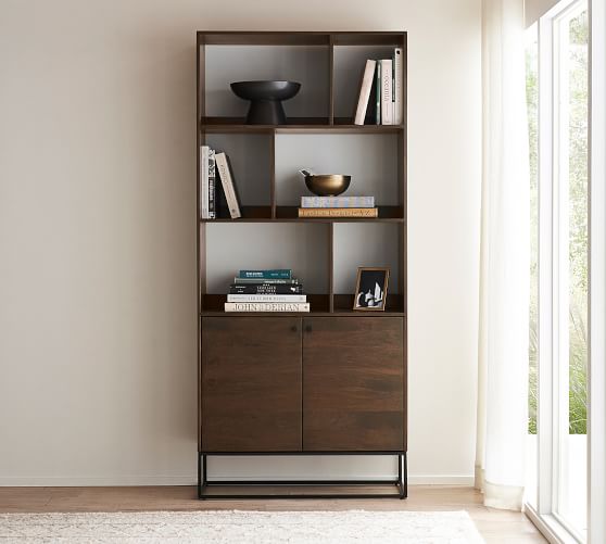 Bradley Open Bookcase With Doors (35.5") | Pottery Barn