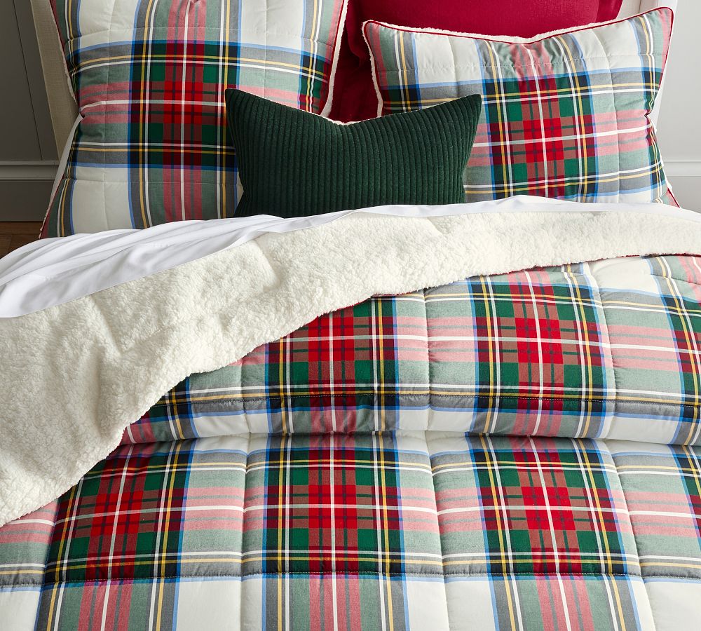 Stewart Plaid Cotton Sherpa Comforter