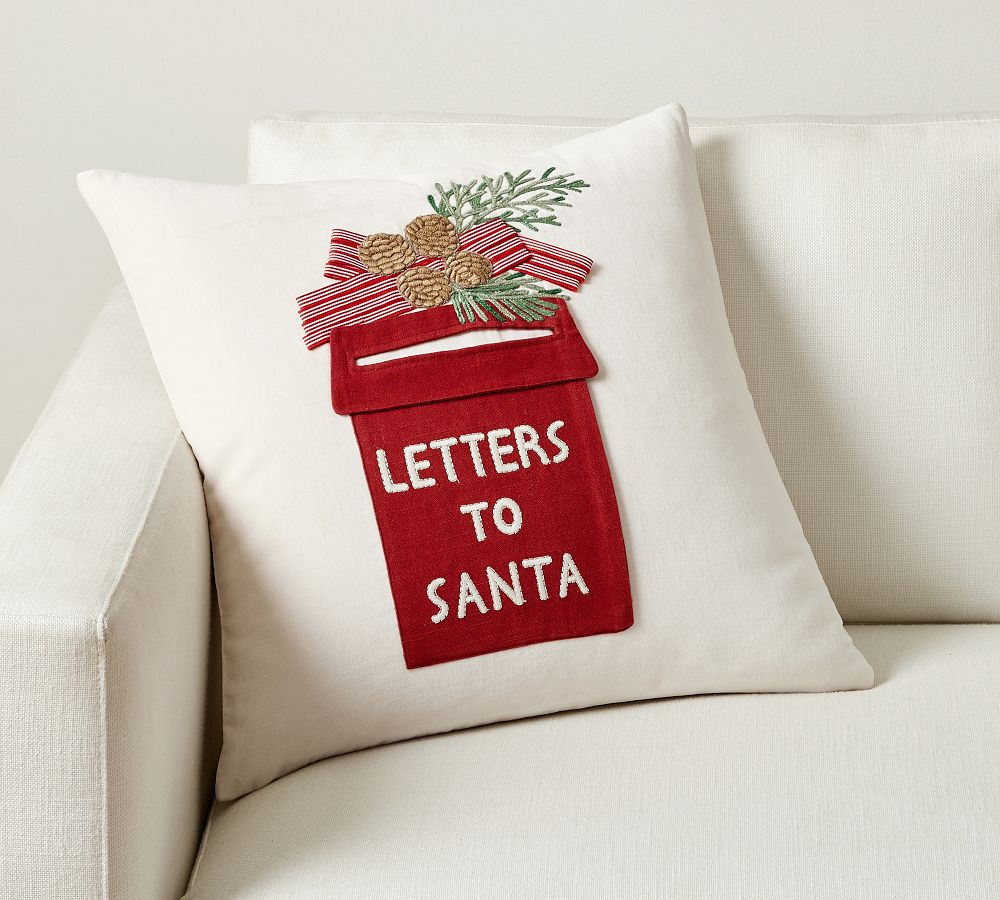 Santa's Mailbox Embroidered Pillow