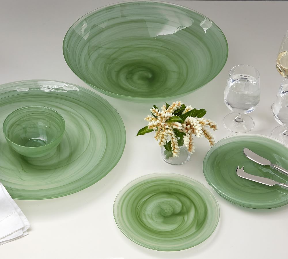 Green glass outlet dinnerware set