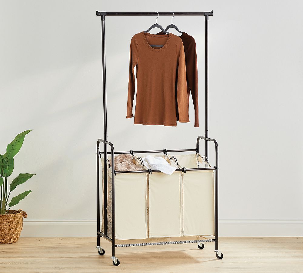Clothing Rack With Laundry Sorter Bags