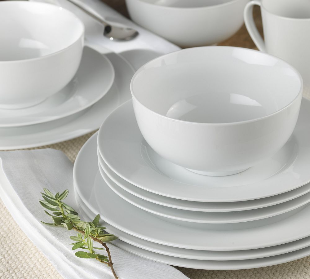 Williams Sonoma RESTAURANT Dinnerware Classic White Rimmed Soup Bowls 8 Set  of 3 