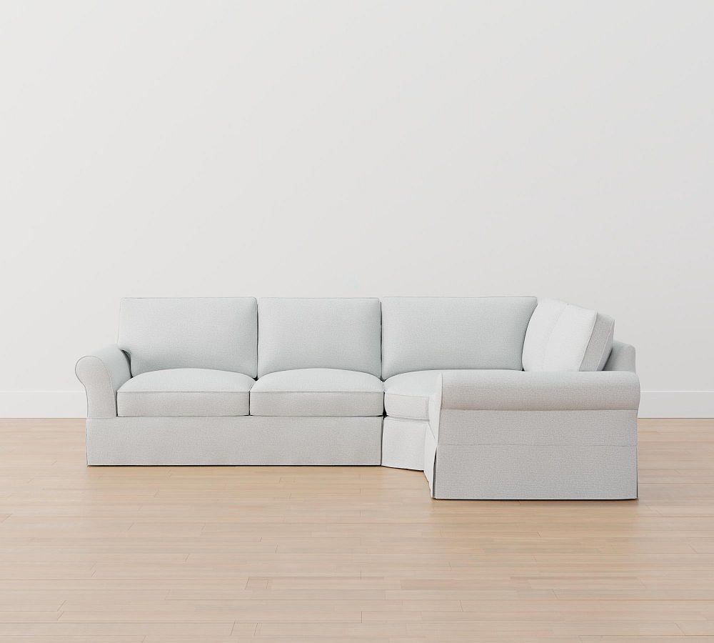 PB Comfort Roll Arm Slipcovered 3-Piece Sectional with Wedge
