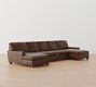 Turner Square Arm Leather Double Chaise Sectional (136&quot;&ndash;169&quot;)