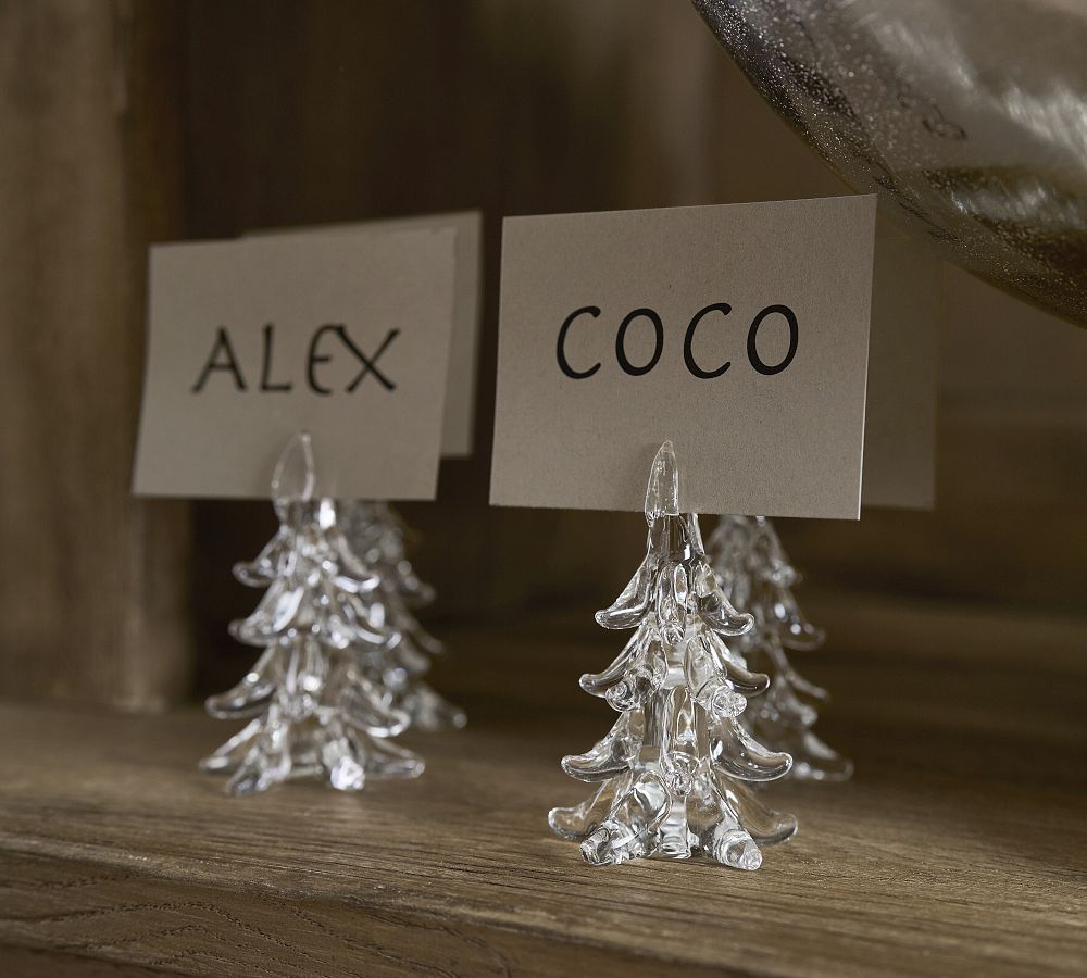 Holiday Tree Glass Place Card Holders - Set of 4