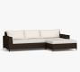 Torrey Wicker 2-Piece Square Arm Double Chaise Loveseat Outdoor Sectional (112&quot;)