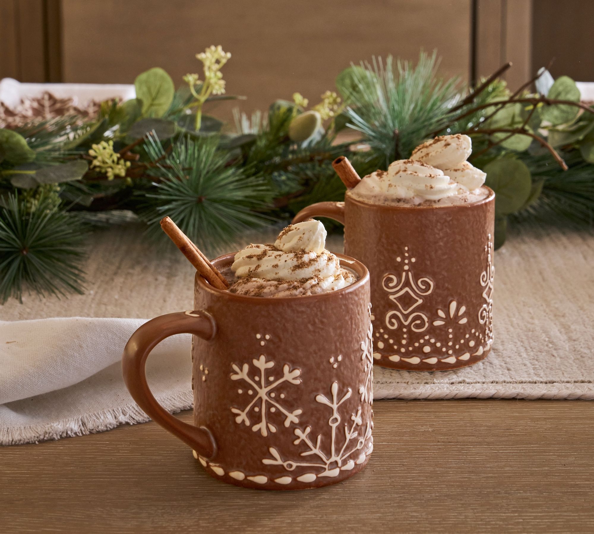 Gingerbread Stoneware Mugs - Set of 2