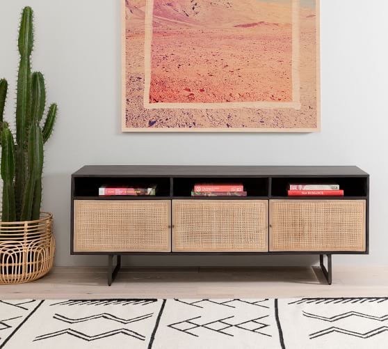 Woven cane 2024 tv console