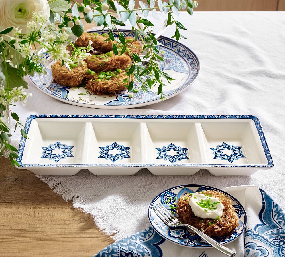 Hanukkah Medallion Stoneware Sectioned Serving Platter