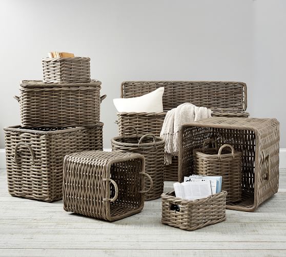 Wicker Basket With 4 Compartments Woven Baskets For Organizing Storage  Basket