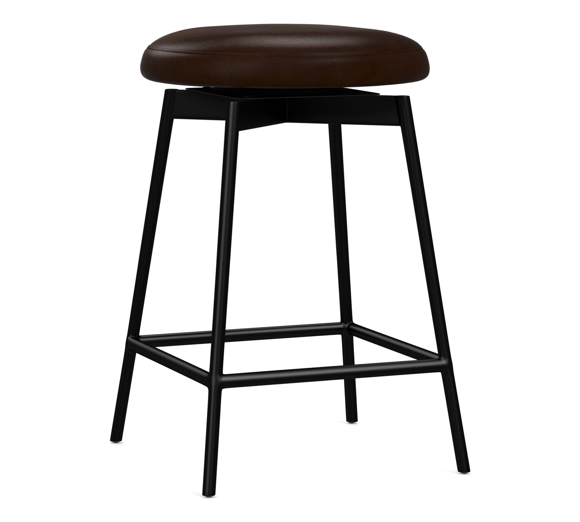 Open Box: Maison Leather Backless Swivel Bar & Counter Stools