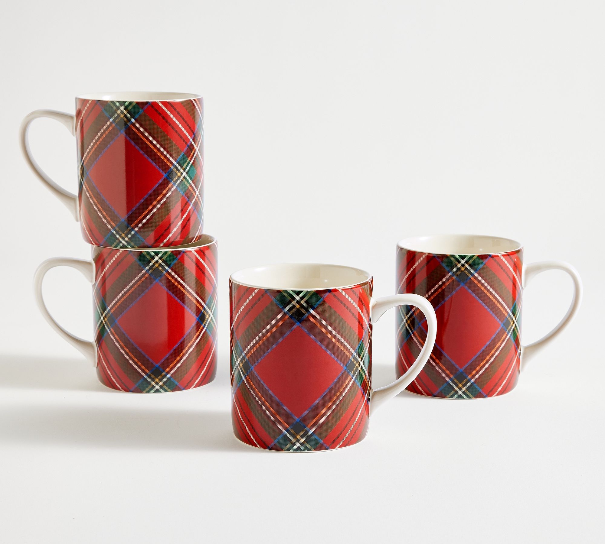 Stewart Plaid Stoneware Mugs - Set of 4