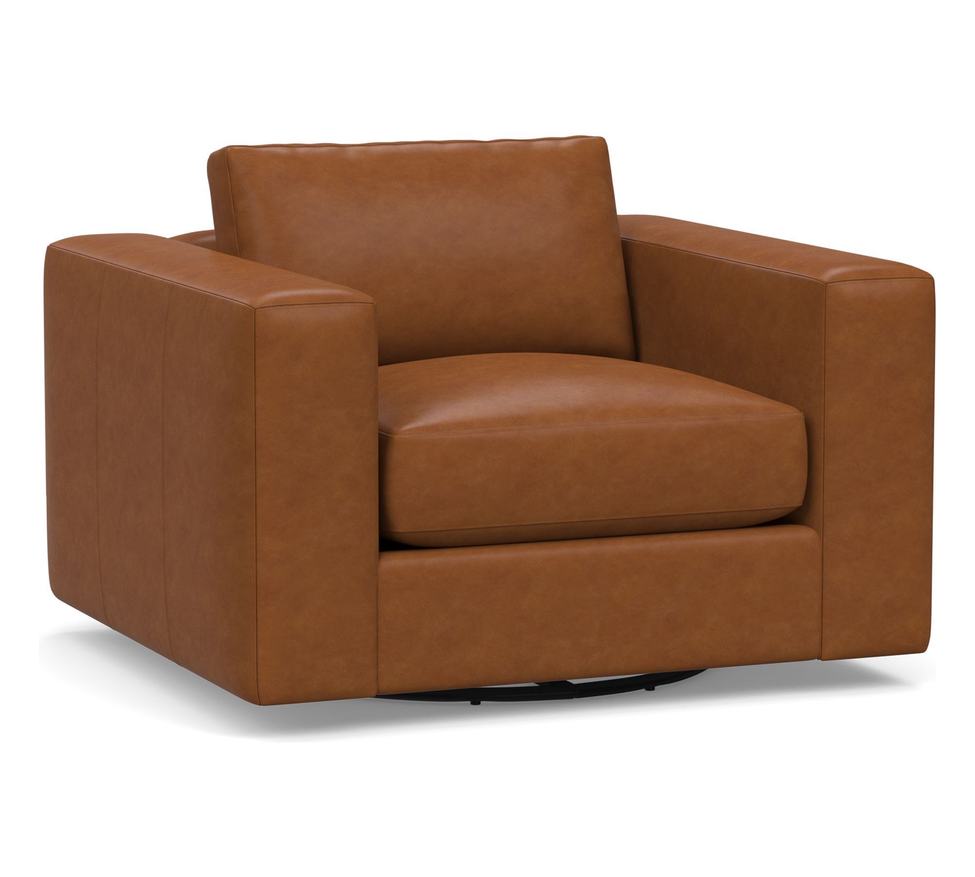 Carmel Wide Arm Leather Swivel Chair