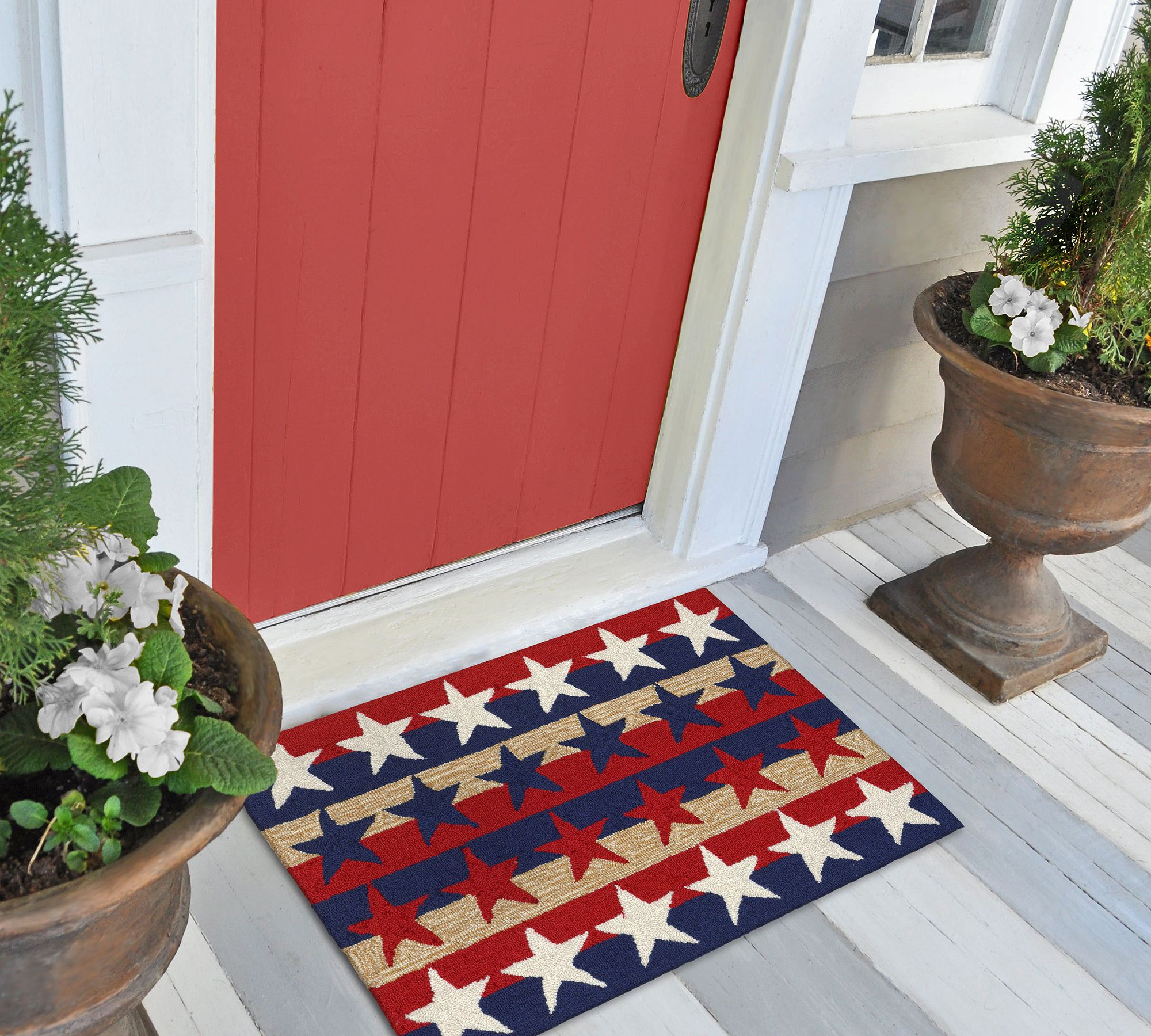 Red White And Blue Stars Doormat