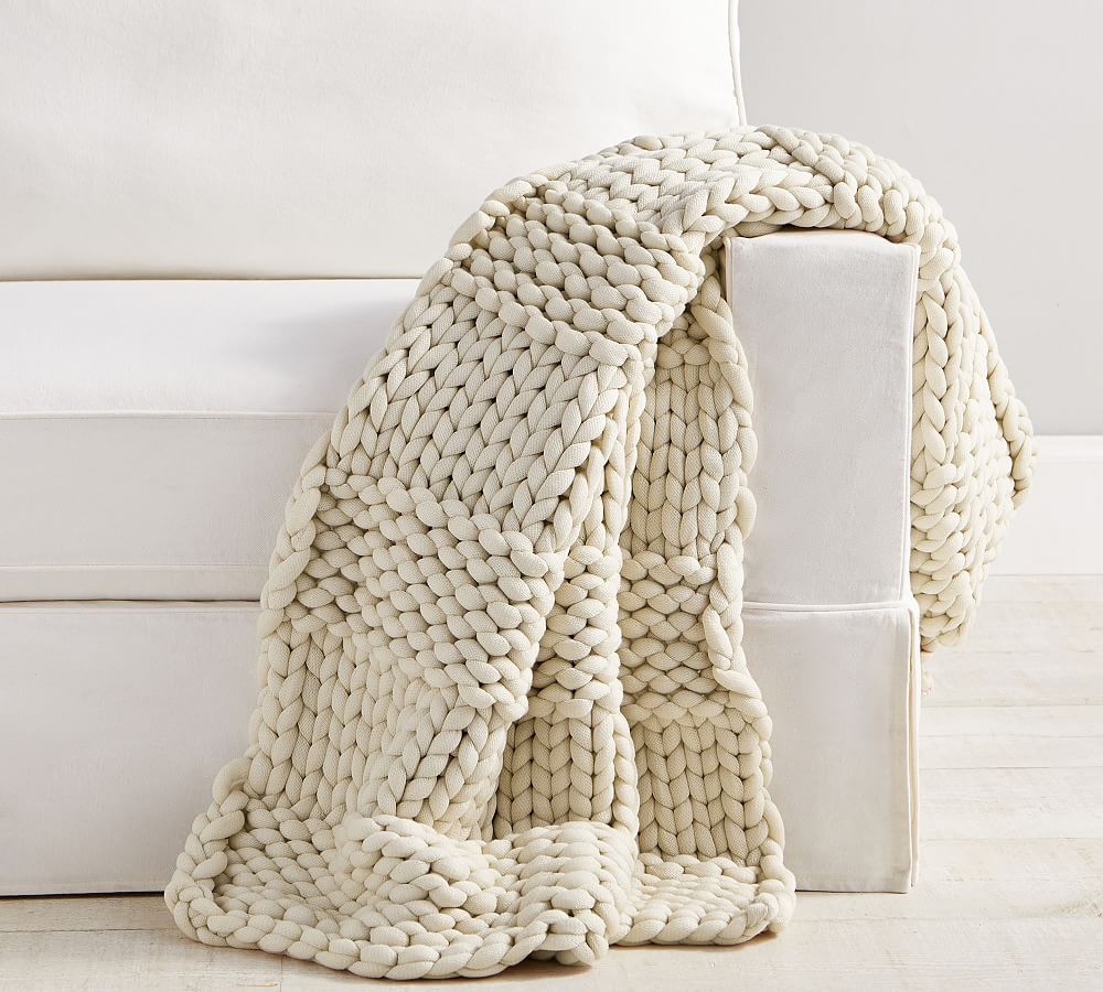 Colossal Chunky Hand-Knit Throw Blanket