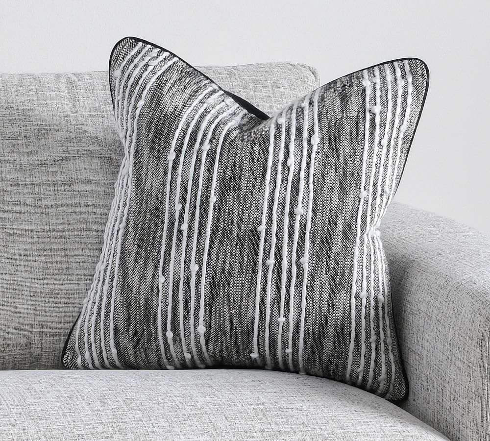 Oriane Embroidered Stripe Pillow Cover