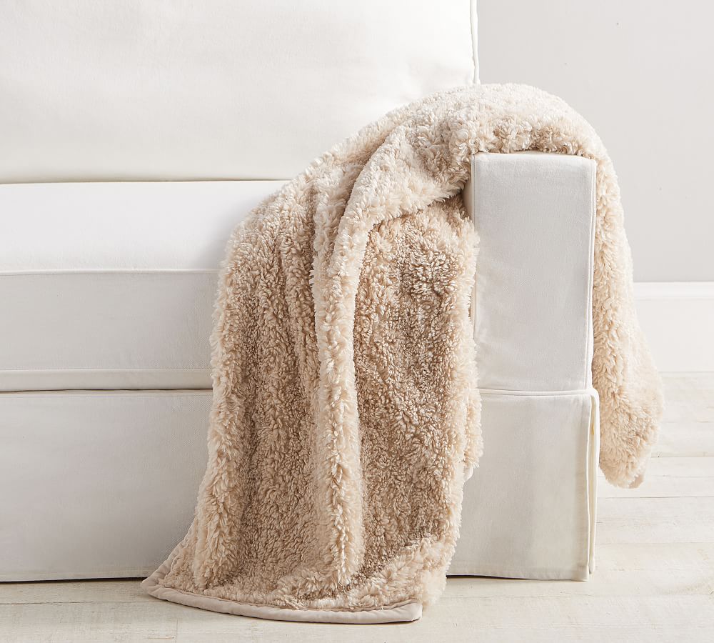 Faux fur throw blanket pottery online barn