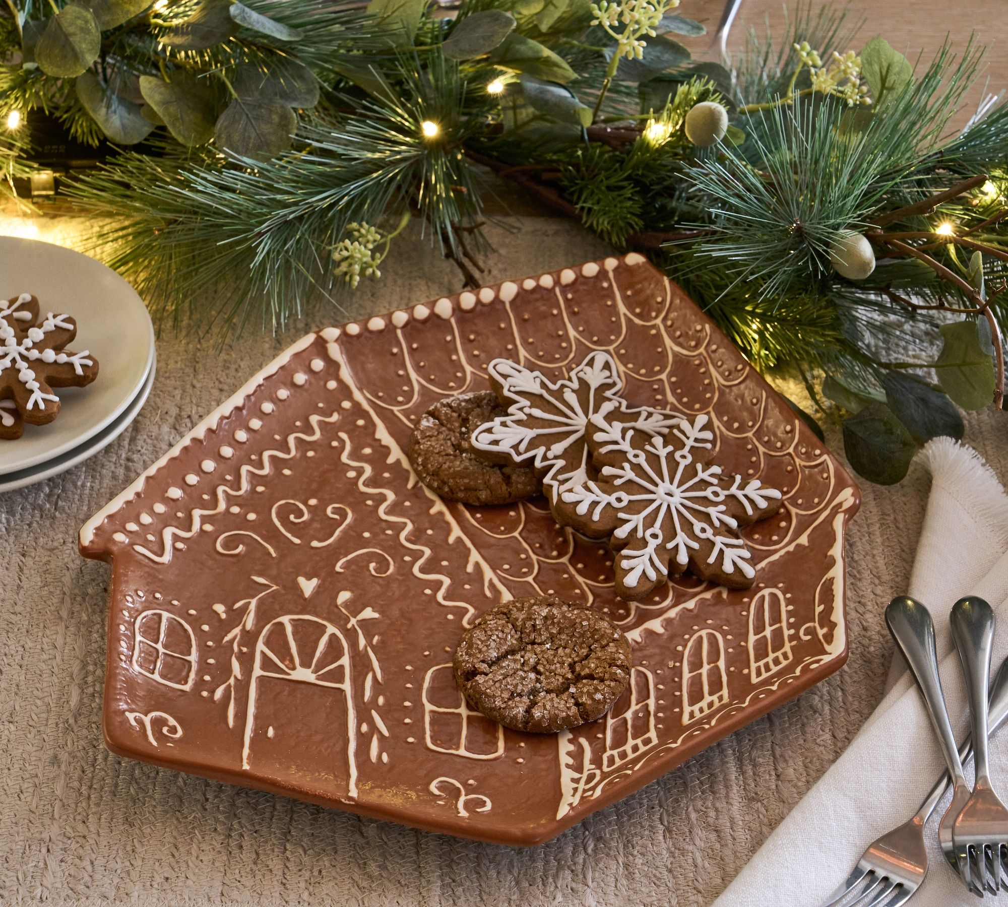 Gingerbread House Stoneware Serving Platter