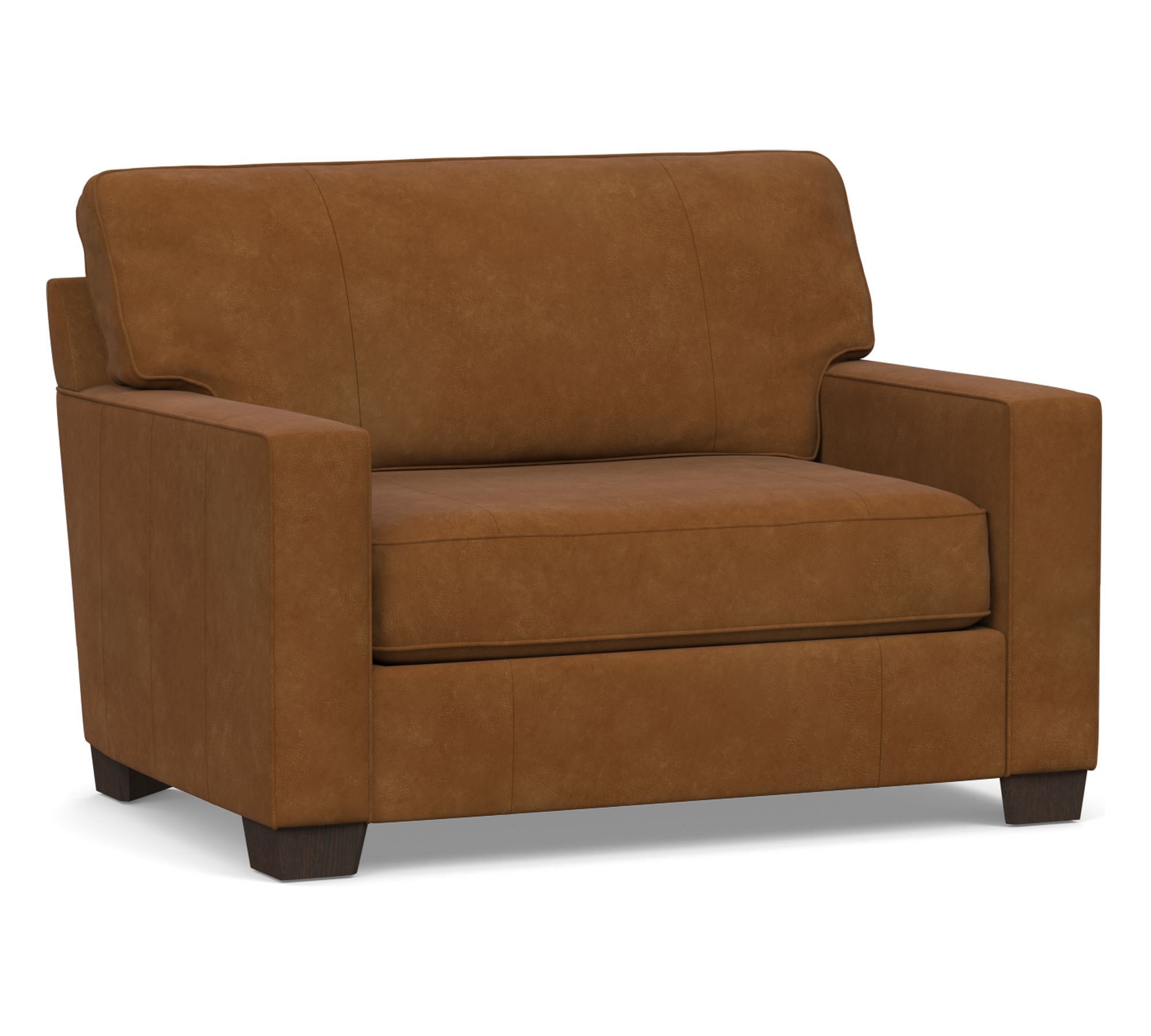 Buchanan Square Arm Leather Twin Sleeper Sofa with Memory Foam Mattress (54")