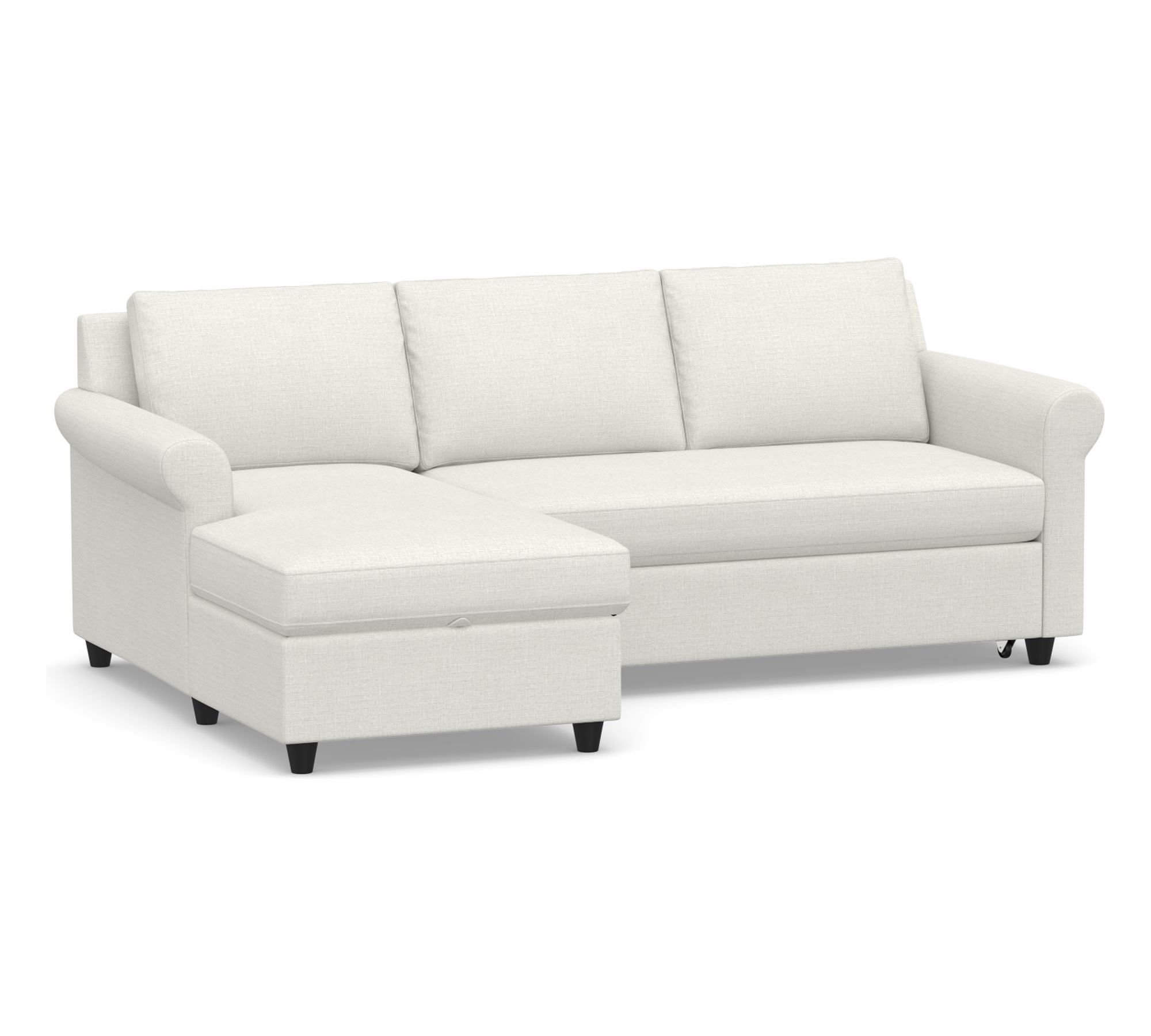Sanford Roll Arm Trundle Sleeper Chaise Sectional - Storage Available (92")