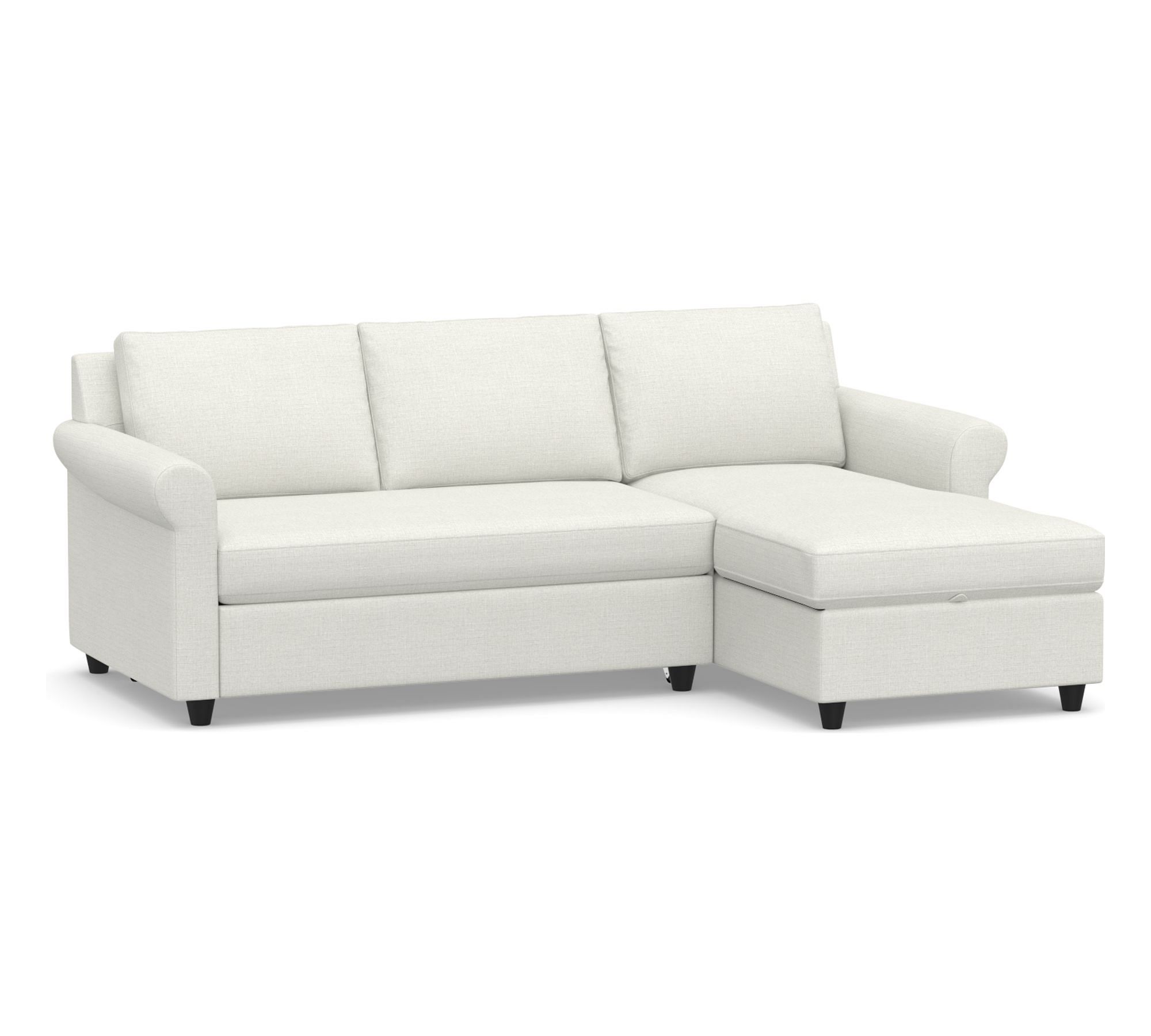 Sanford Roll Arm Trundle Sleeper Chaise Sectional - Storage Available (92")