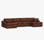 Dream Wide Arm Leather Double Chaise Sectional (154&quot;&ndash;174&quot;)