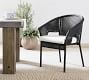 Abbott Concrete &amp; Acacia Chunky Leg Dining Table + Palmetto Wicker Stacking Armchair Dining Set