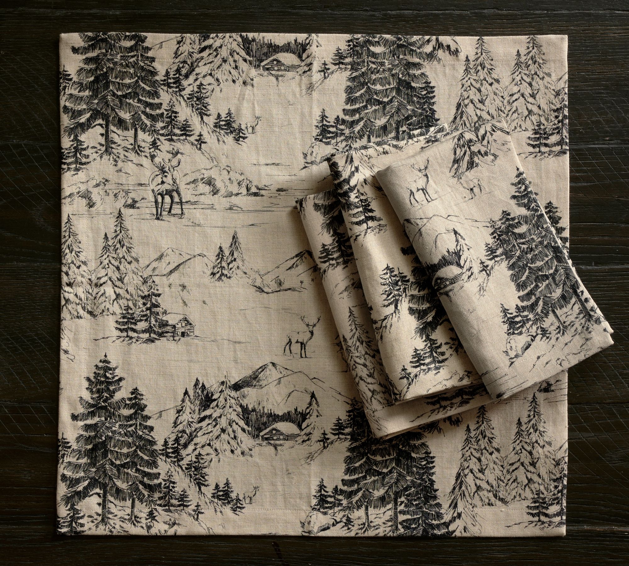 Rustic Forest Cotton/Linen Napkins - Set of 4