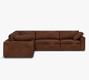 Dream Wide Arm Leather Modular L-Shaped Sectional (130&quot;)
