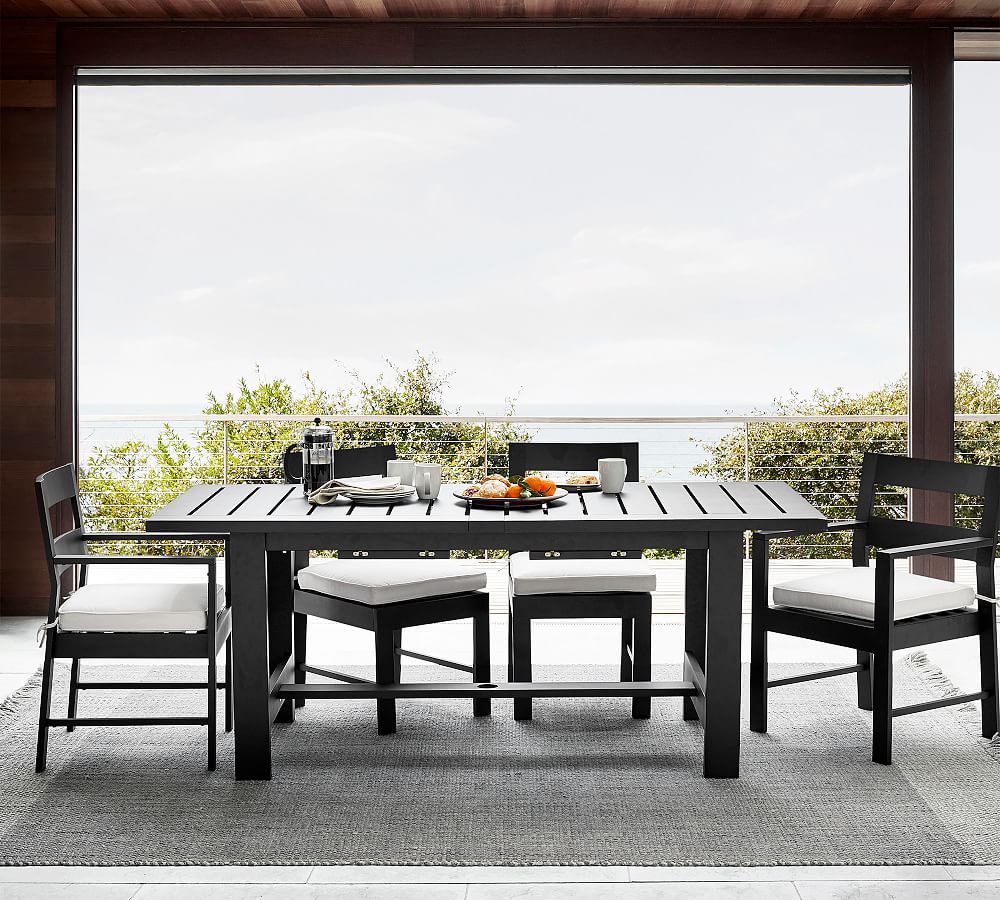 Malibu Metal Extending Black Dining Table + Chair Dining Set