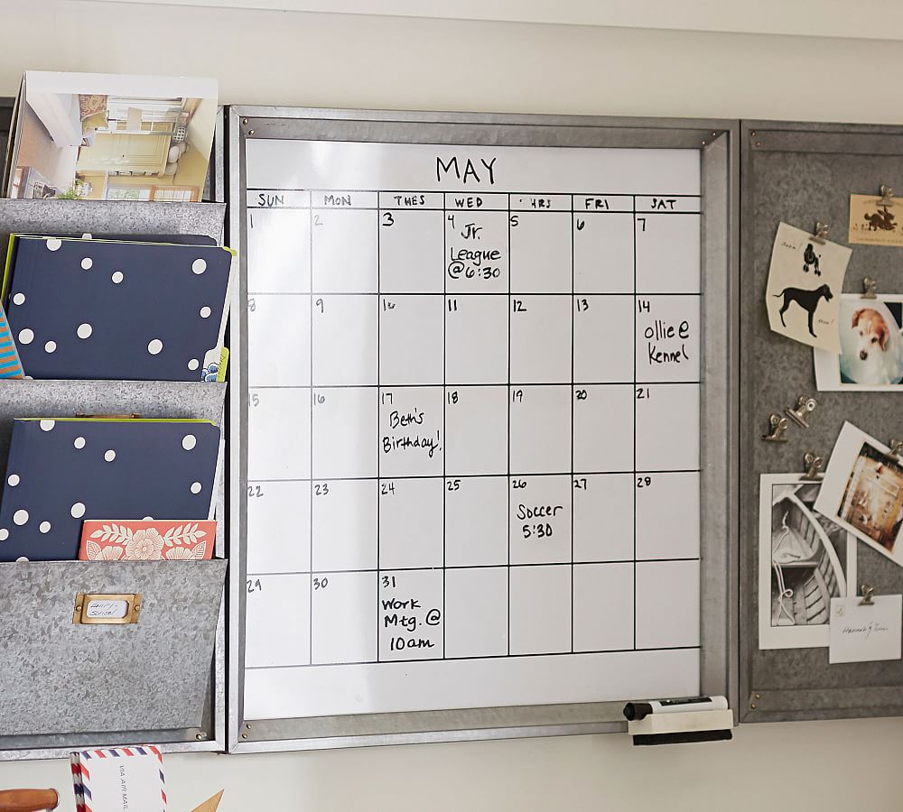 Galvanized System White Board Calendar