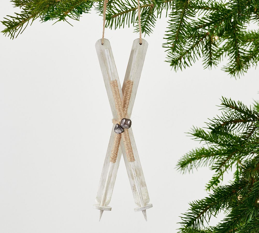 Oversized White Skis Ornament