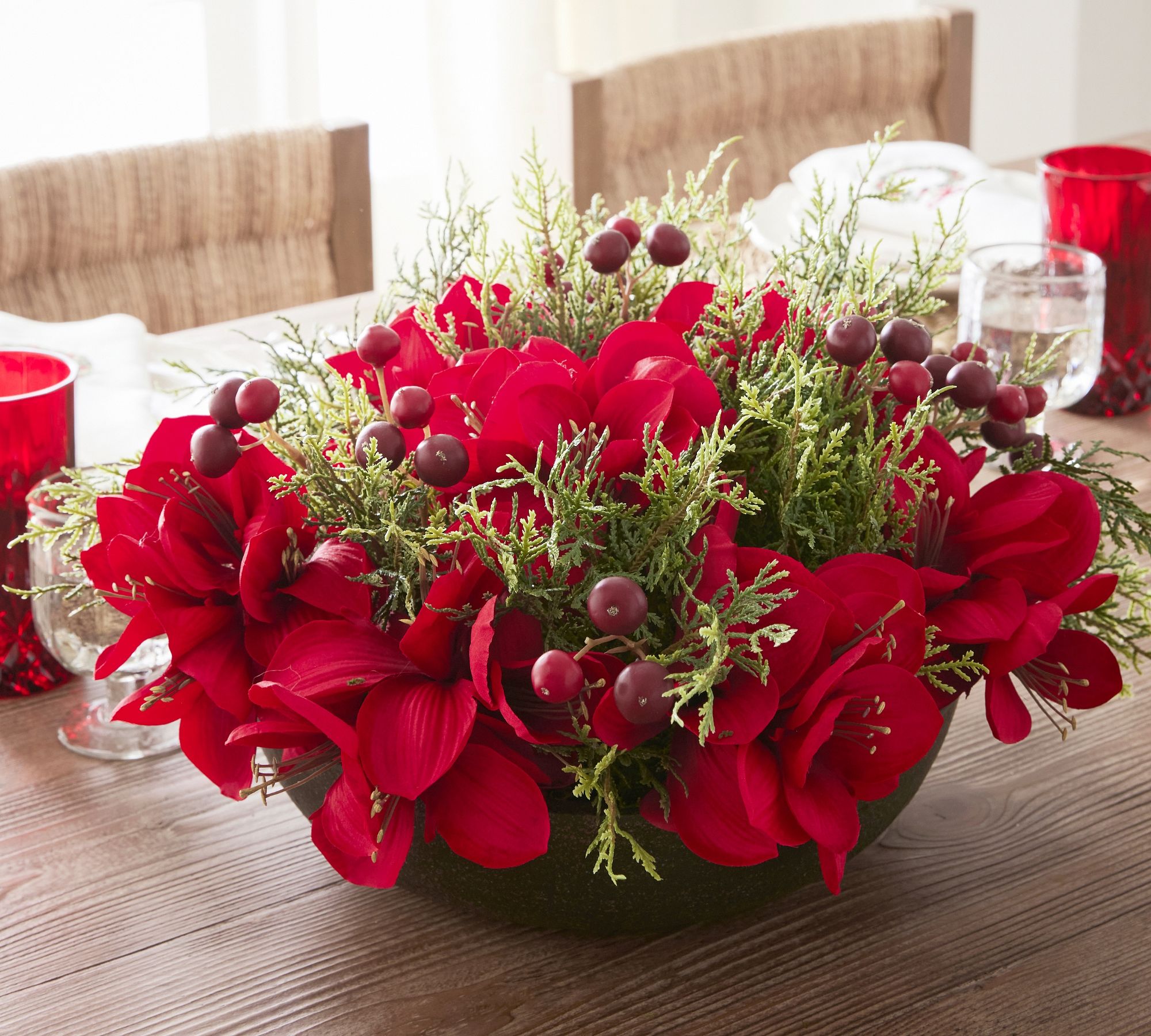 Faux Composed Red Amaryllis