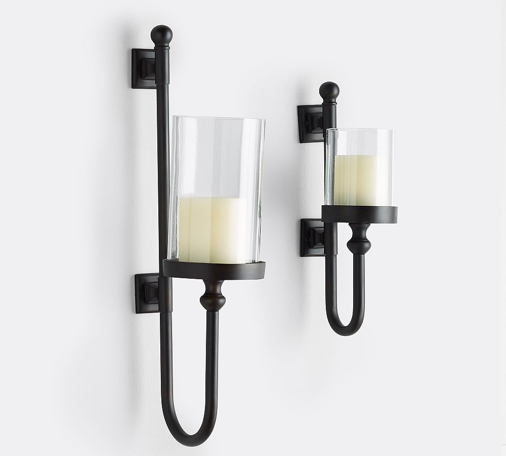 Parker Recycled Glass &amp; Bronze Wall Mount Pillar Candle Holder